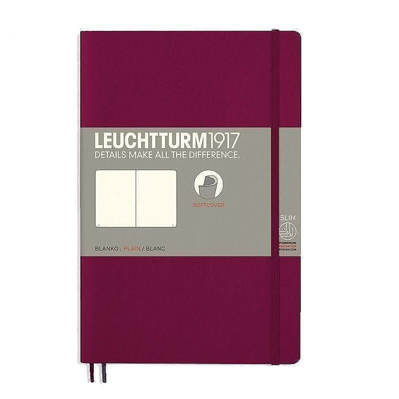 Тефтер B6+ Leuchtturm1917 Notebook Paperback Port Red, мека корица, бели страници