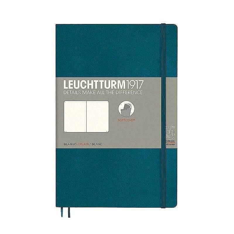 Тефтер B6+ Leuchtturm1917 Notebook Paperback Pacific Green, мека корица, бели страници
