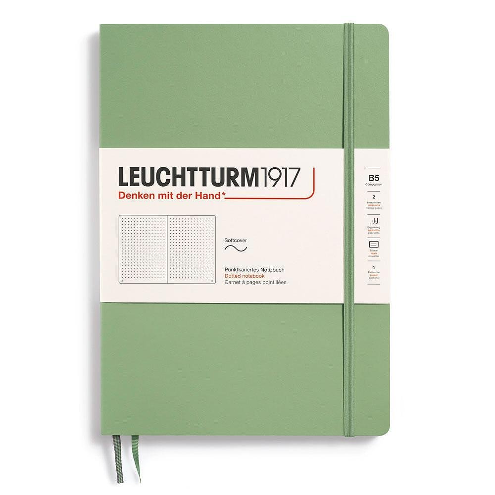 Тефтер B5 Leuchtturm1917 Notebook Composition Sage, меки корици, на точки