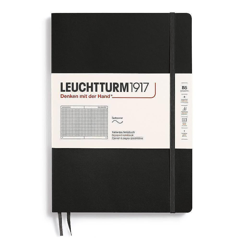 Тефтер B5 Leuchtturm1917 Notebook Composition Black, мека корица, на квадратчета