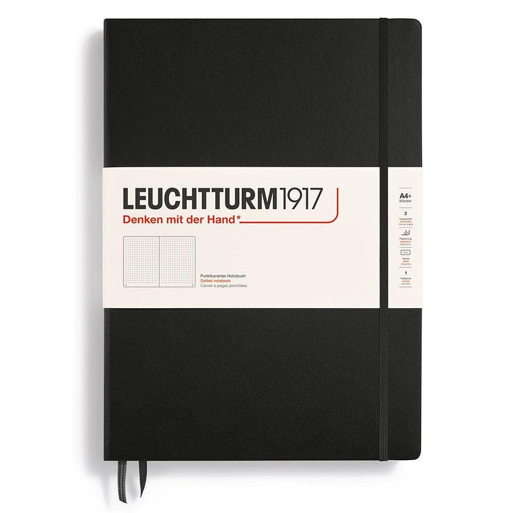 Тефтер А4+ Leuchtturm1917 Notebook Master Classic Black, твърди корици, на точки