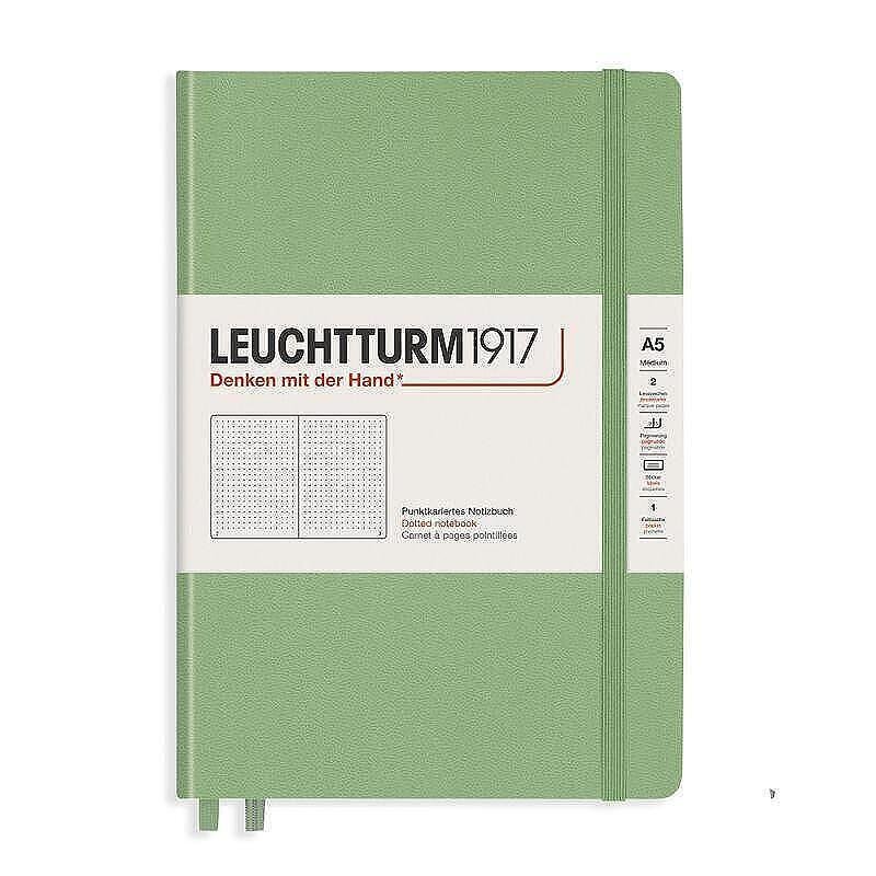 Тефтер А5 Leuchtturm1917 Muted Colors Collection Sage, твърди корици, на точки