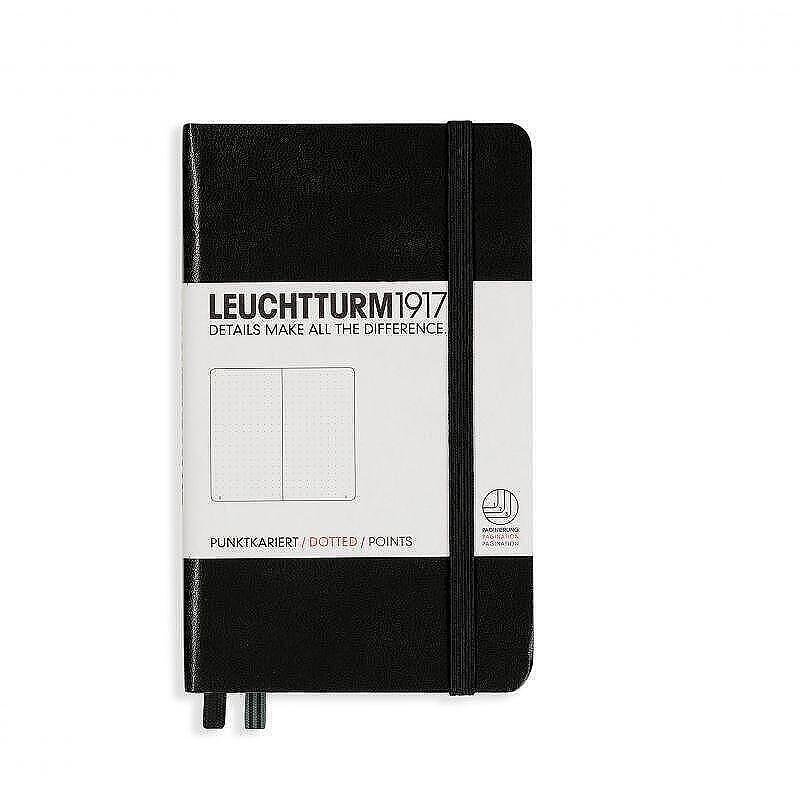 Тефтер А6 Leuchtturm1917 Notebook Pocket Black, твърда корица, на точки