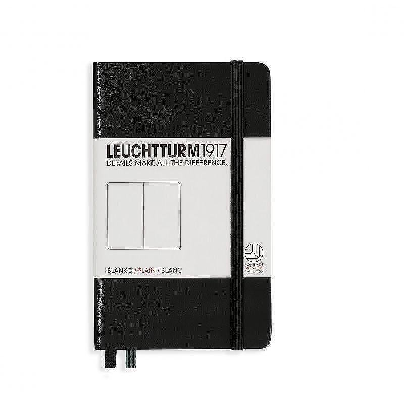 Тефтер А6 Leuchtturm1917 Notebook Pocket Black, твърда корица, бели страници