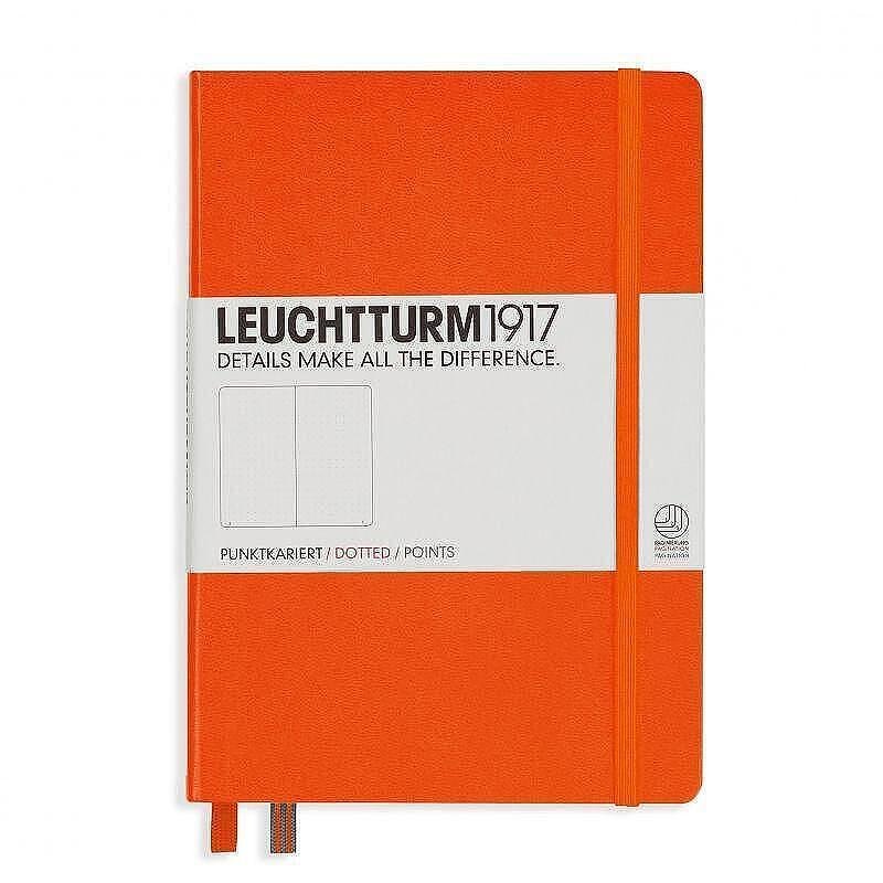 Тефтер А5 Leuchtturm1917 Notebook Medium Orange, твърди корици, на точки