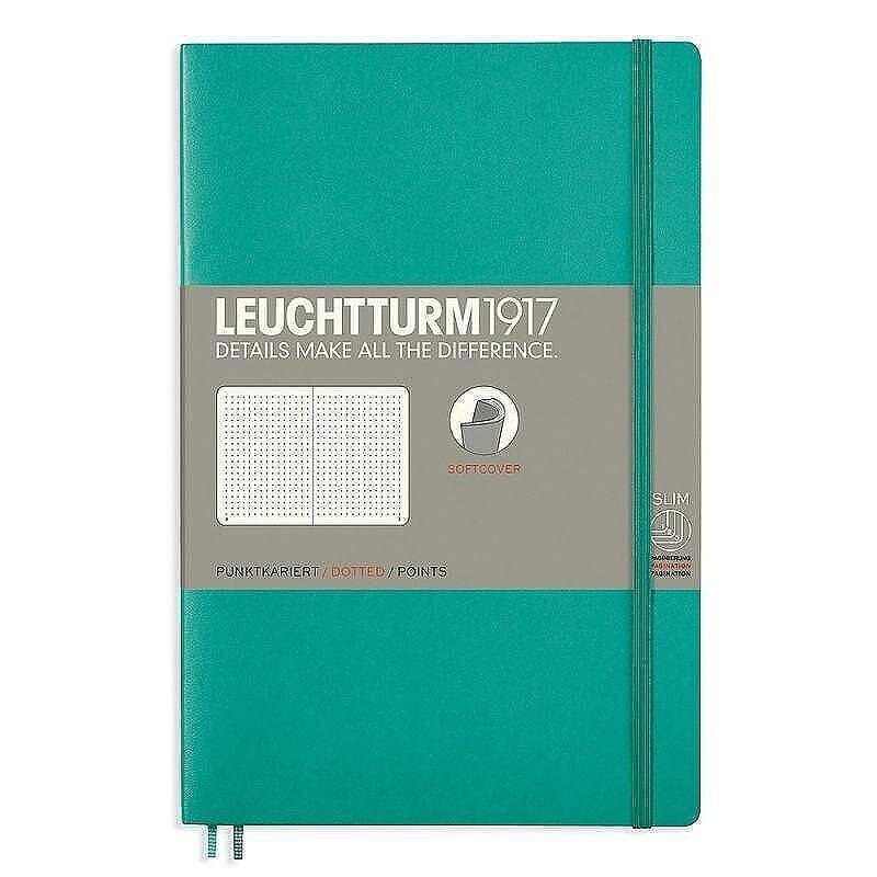 Тефтер B6+ Leuchtturm1917 Notebook Paperback Emerald, мека корица, на точки
