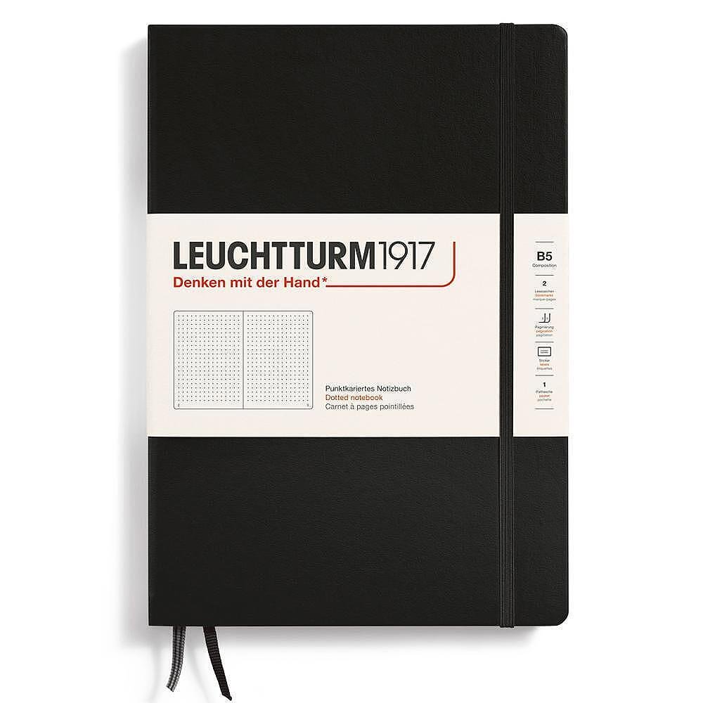 Тефтер B5 Leuchtturm1917 Notebook Composition, твърди корици, черен, на точки