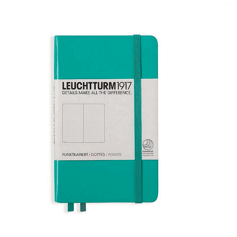 Тефтер А6 Leuchtturm1917 Notebook Pocket Emerald, твърди корици, на точки