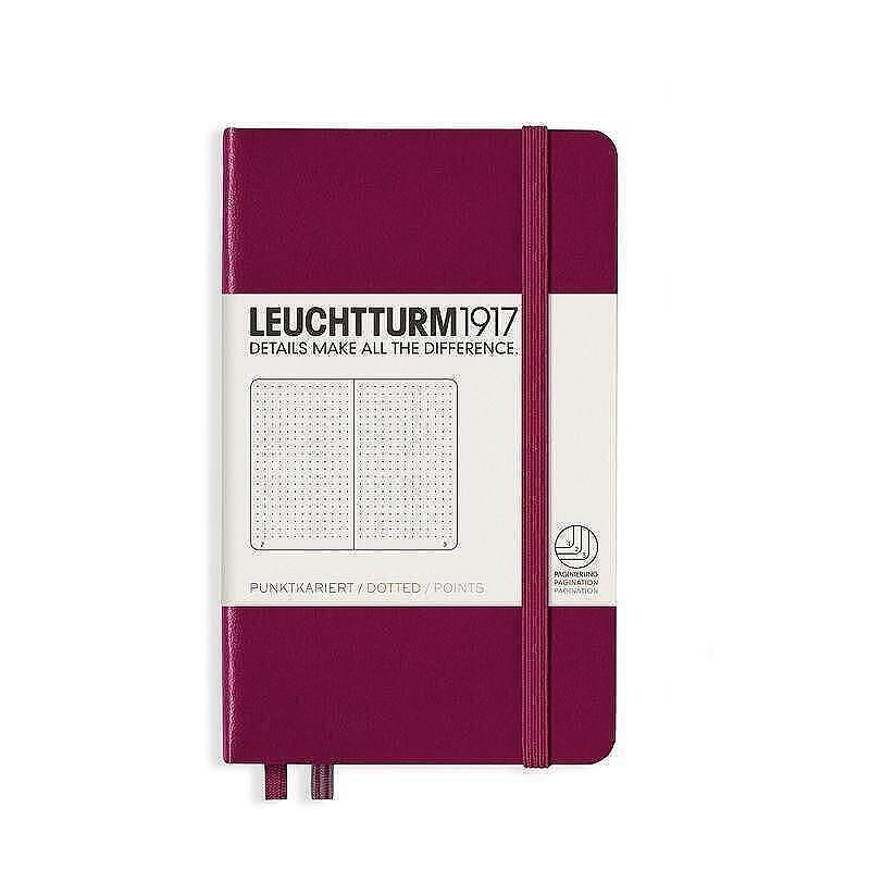 Тефтер А6 Leuchtturm1917 Notebook Pocket Port Red, твърди корици, на точки