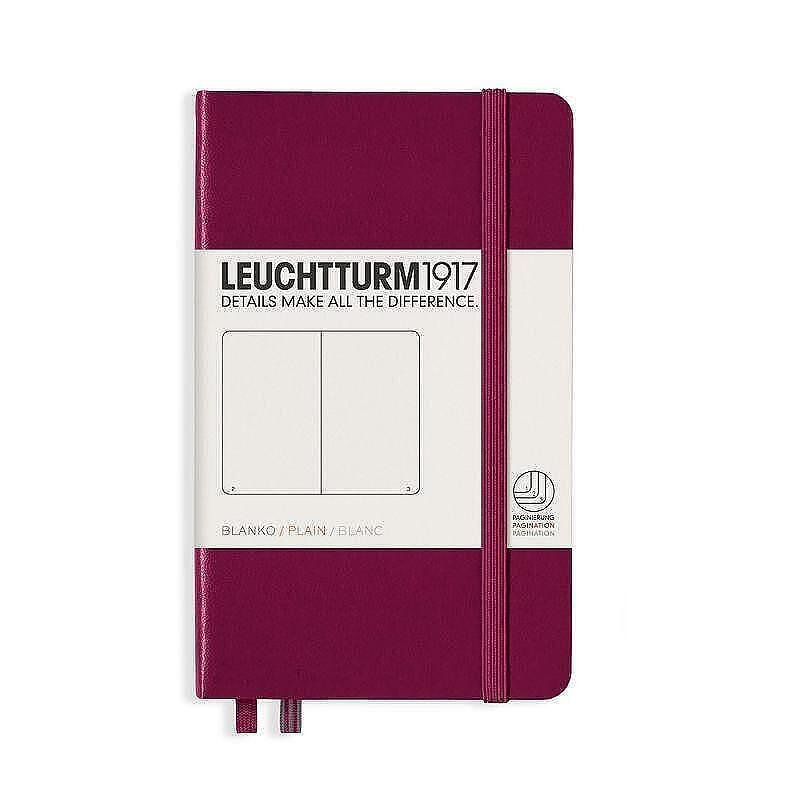 Тефтер А6 Leuchtturm1917 Notebook Pocket Port Red, твърди корици, бели страници