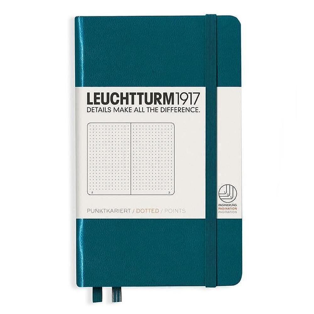 Тефтер А6 Leuchtturm1917 Notebook Pocket Pacific Green, твърди корици, на точки