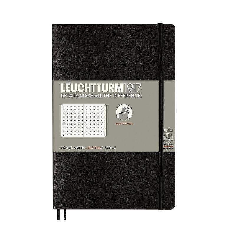 Тефтер B6+ Leuchtturm1917 Notebook Paperback Black, мека корица, на точки