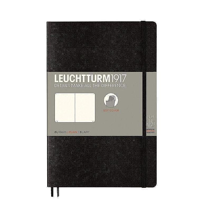 Тефтер B6+ Leuchtturm1917 Notebook Paperback Black, мека корица, бели страници