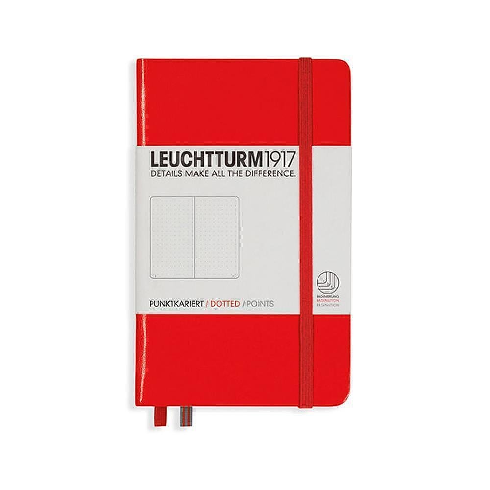 Тефтер А6 Leuchtturm1917 Notebook Pocket Red, твърда корица, на точки