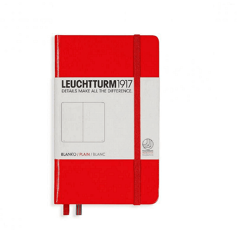 Тефтер А6 Leuchtturm1917 Notebook Pocket Red, твърда корица, бели страници