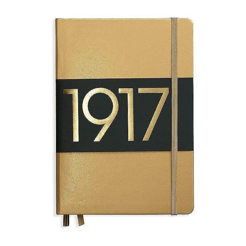 Тефтер А5 Leuchtturm1917 Notebook Metallic Edition Gold, твърди корици, на точки