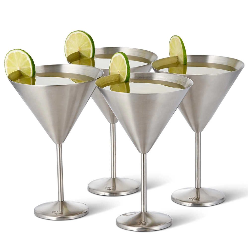 Чаши за мартини Oak&Steel - Silver Martini Glasses, 4 чаши по 460мл