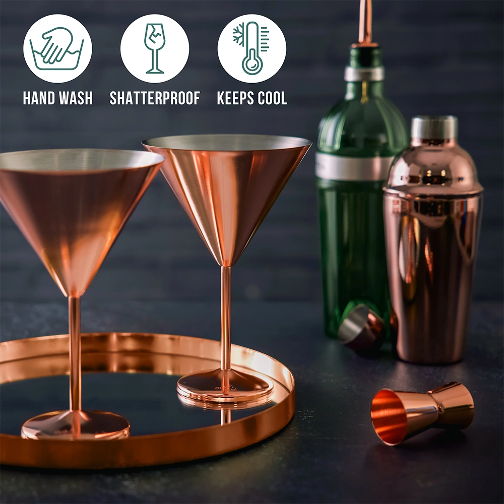 Чаши за мартини Oak&Steel - Rose Gold Martini Glasses, 4 чаши по 460мл - 2