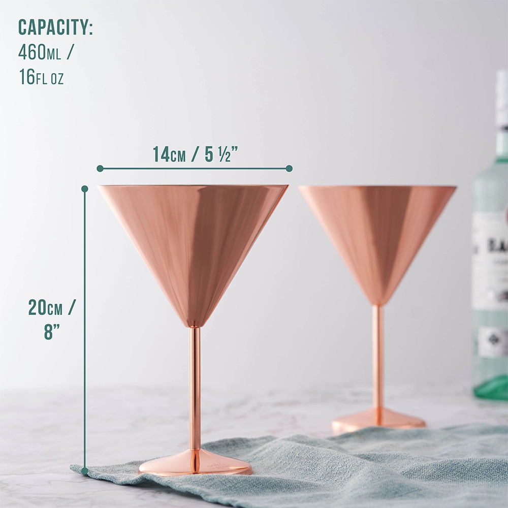 Чаши за мартини Oak&Steel - Rose Gold Martini Glasses, 4 чаши по 460мл - 3