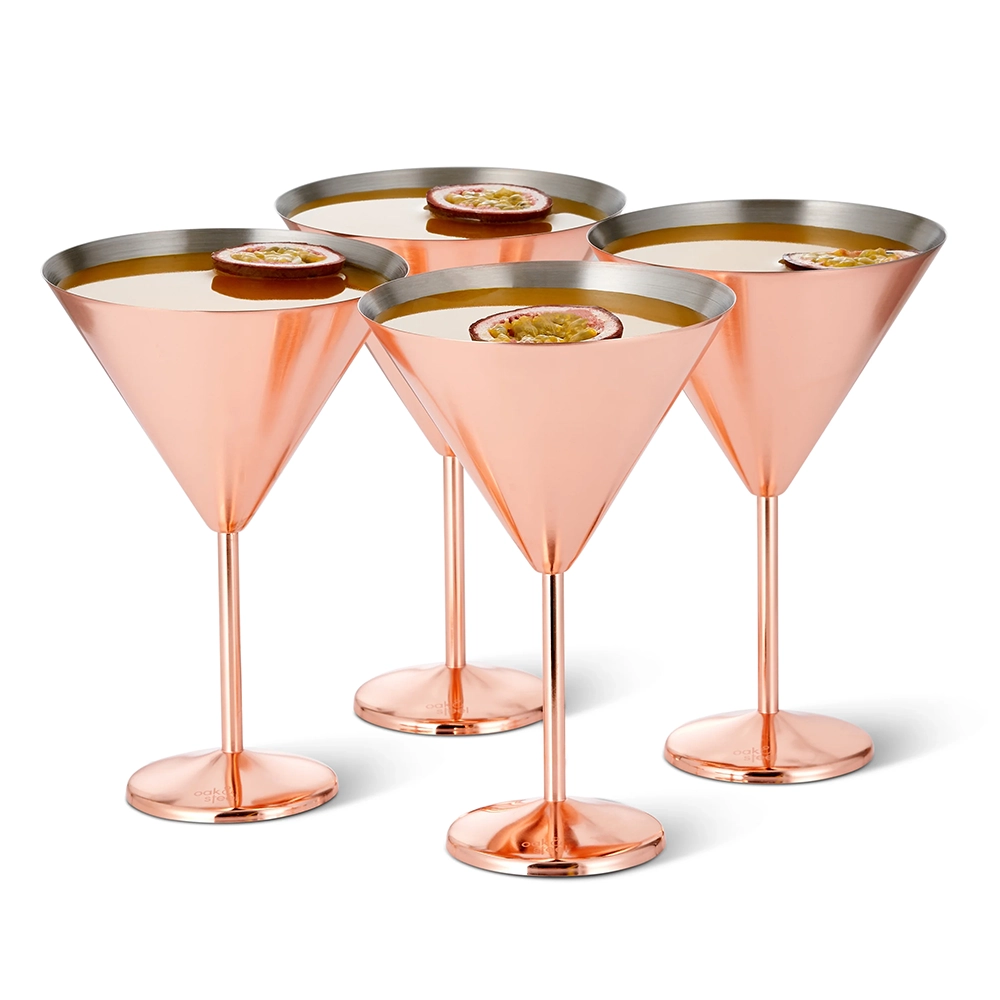 Чаши за мартини Oak&Steel - Rose Gold Martini Glasses, 4 чаши по 460мл