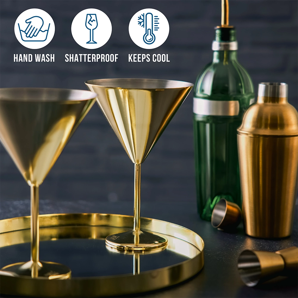 Чаши за мартини Oak&Steel - Gold Martini Glasses, 4 чаши по 460мл - 3