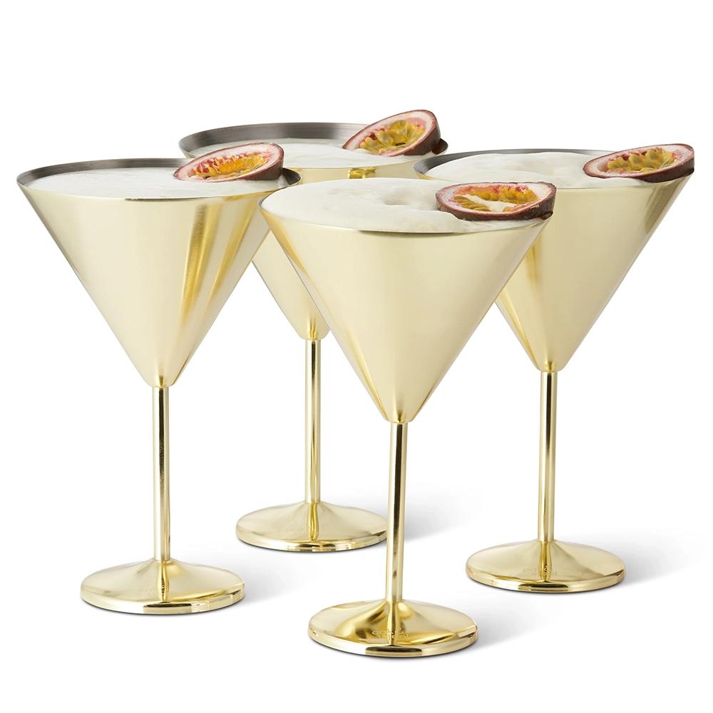 Чаши за мартини Oak&Steel - Gold Martini Glasses, 4 чаши по 460мл