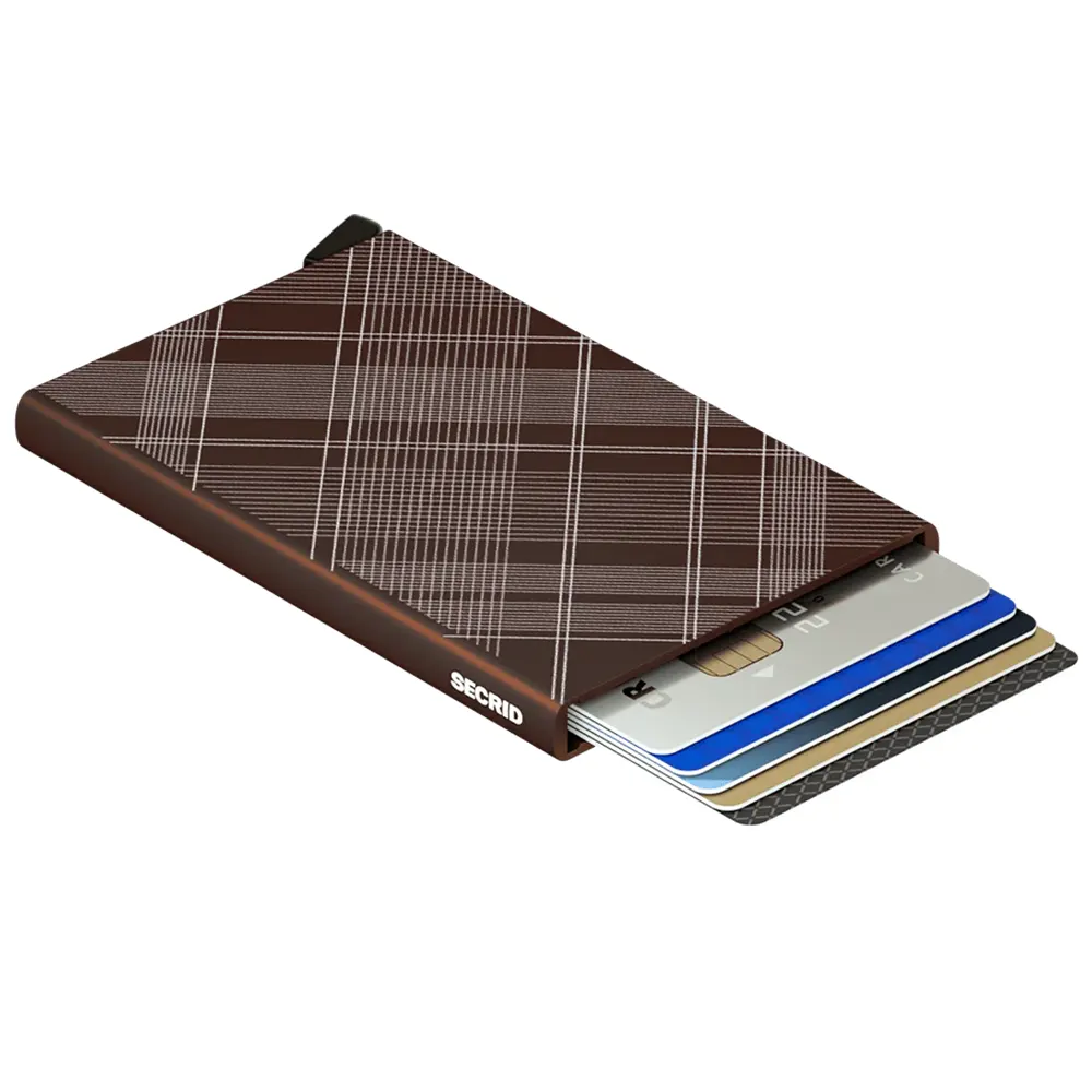 Автоматичен калъф за карти SECRID - Tartan Brown, с RFID защита - 2