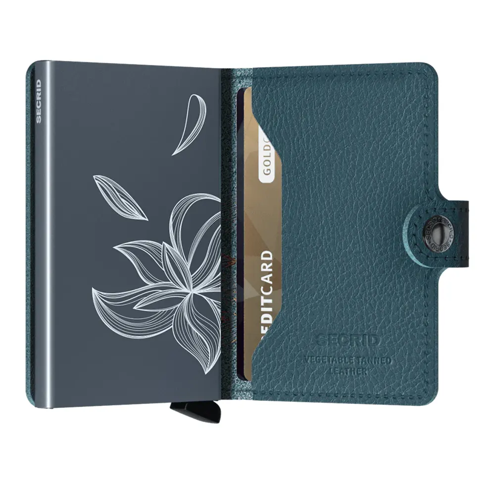 Портфейл SECRID - Mini Stitch Magnolia Petrolio, с RFID защита - 2