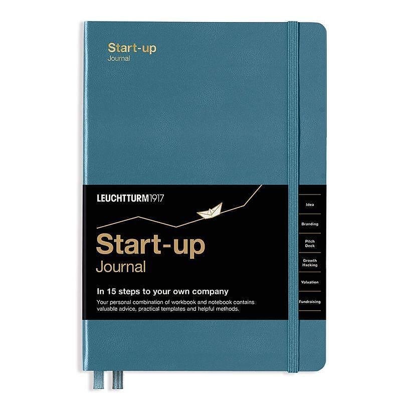 Тефтер А5 Leuchtturm1917 Start-up Journal, Stone Blue, твърди корици, на Английски