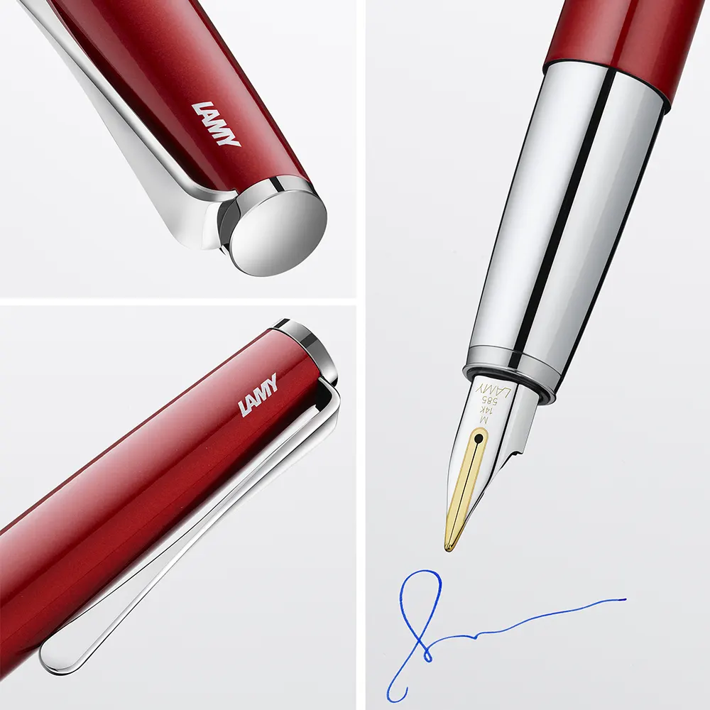 Писалка Lamy - Studio Piano Red, М размер златно перо, червен лак - 5