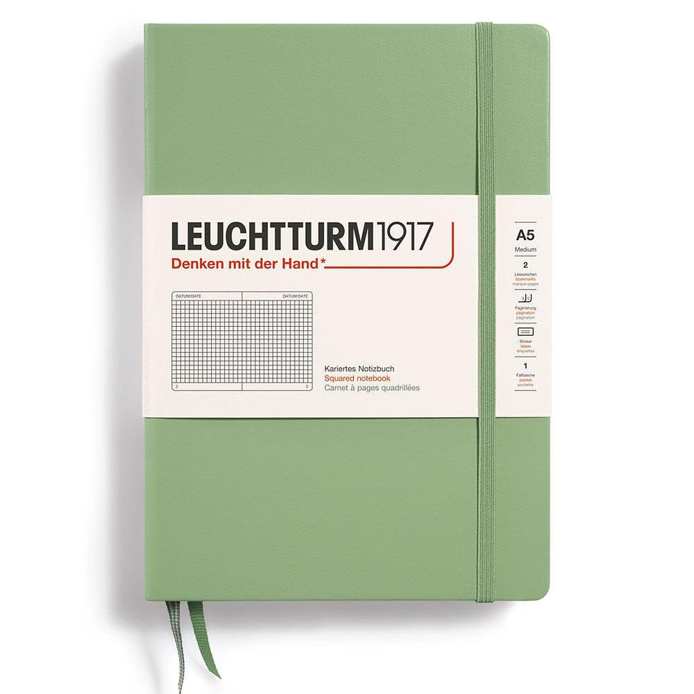 Тефтер А5 Leuchtturm1917 Muted Colors Collection Sage, твърди корици, на квадратчета