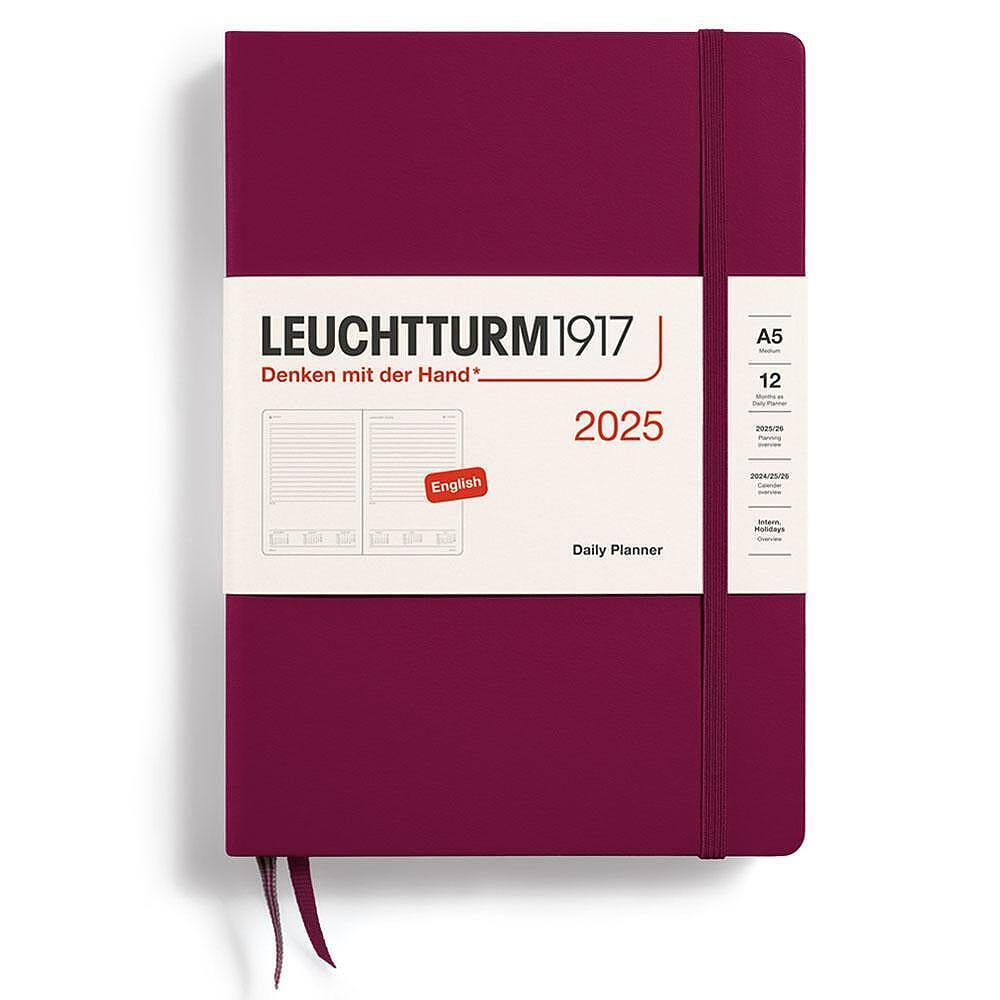 Тефтер А5 Leuchtturm1917 Daily Planner 2025, Port Red