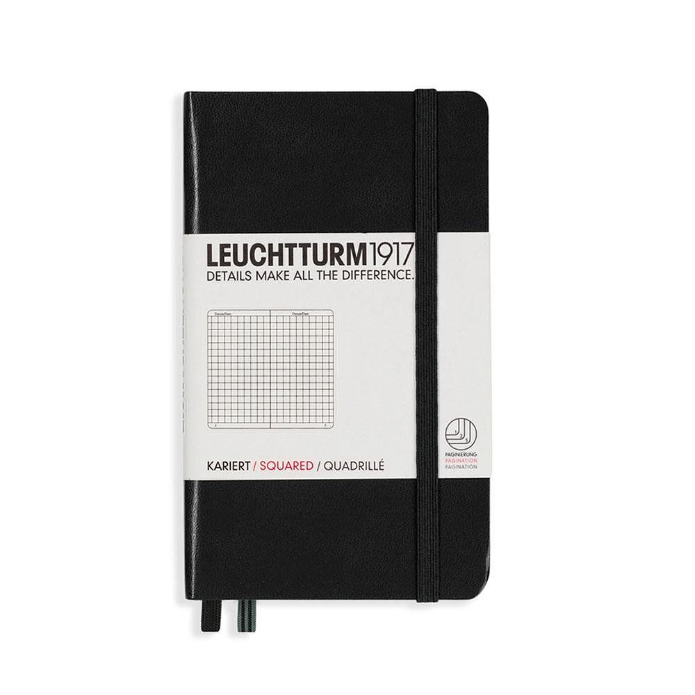 Тефтер А6 Leuchtturm1917 Notebook Pocket Black, твърда корица, на квадратчета