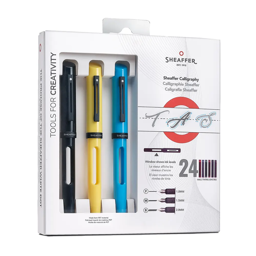 Калиграфски комплект Sheaffer - Maxi Kit, 3 бр писалки и 24 патрончета