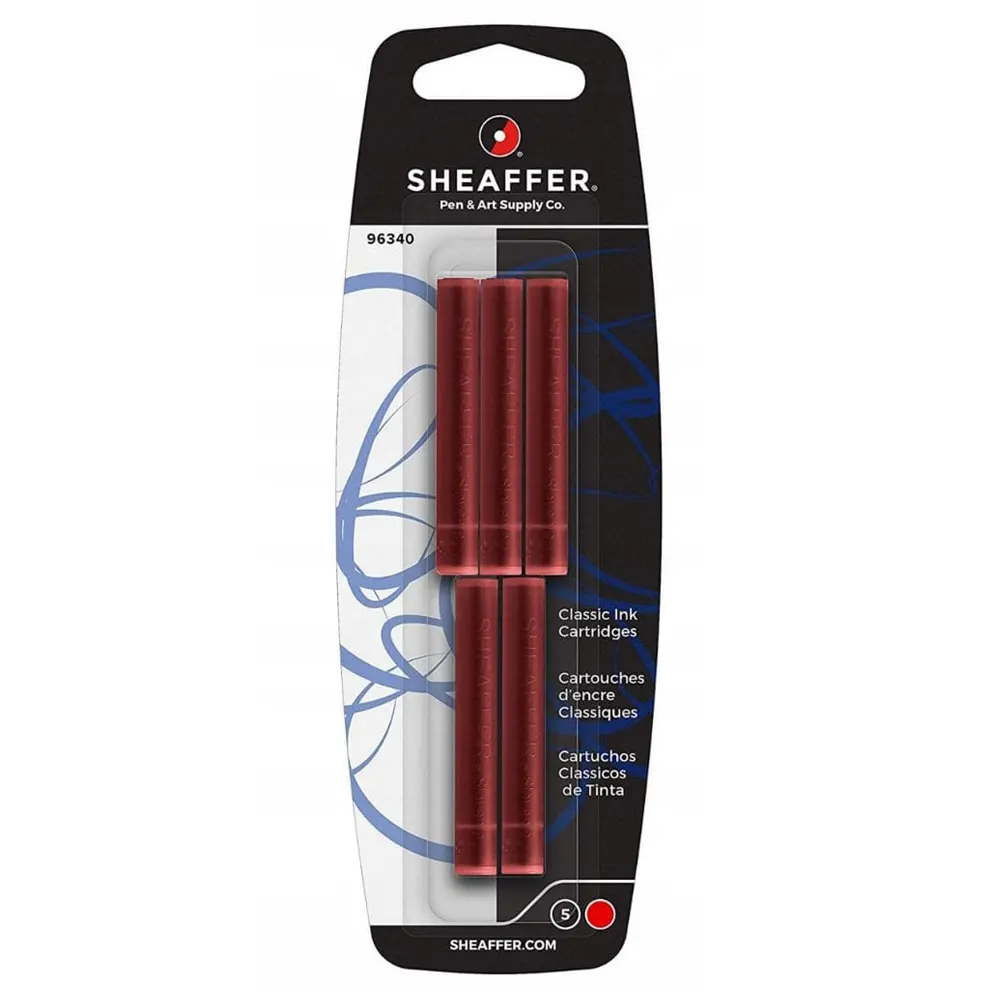Патрончета за писалки Sheaffer, в блистер 5 бр, червени