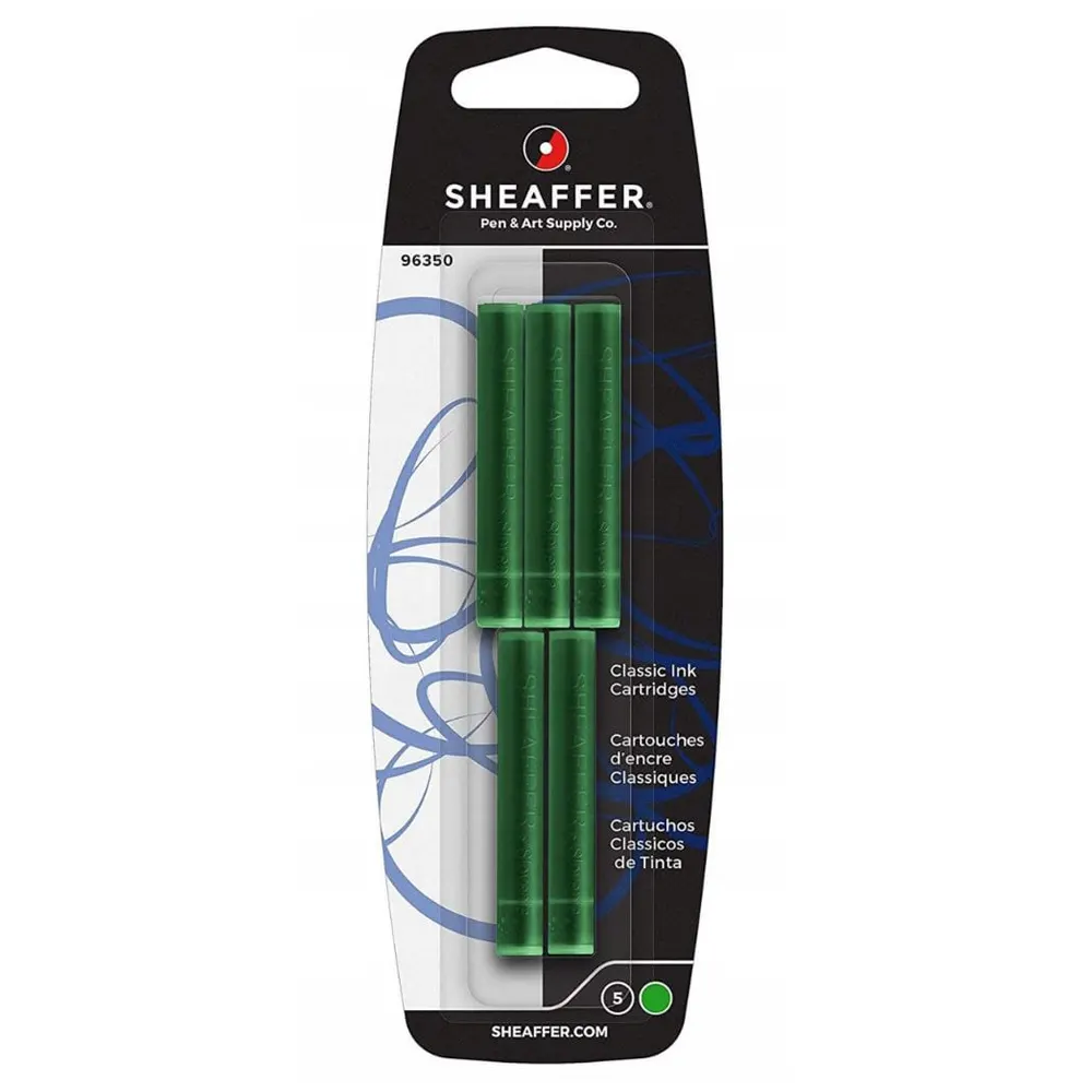 Патрончета за писалки Sheaffer, в блистер 5 бр, зелени