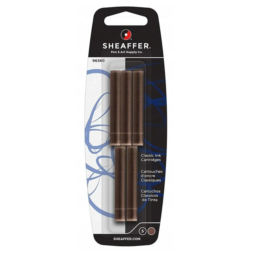Патрончета за писалки Sheaffer, в блистер 5 бр, кафяви