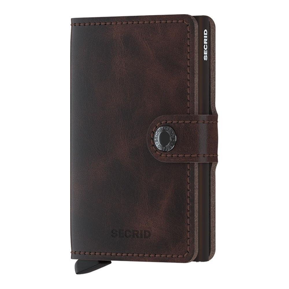 Портфейл SECRID - Mini Vintage Chocolate, естествена кожа, с RFID защита