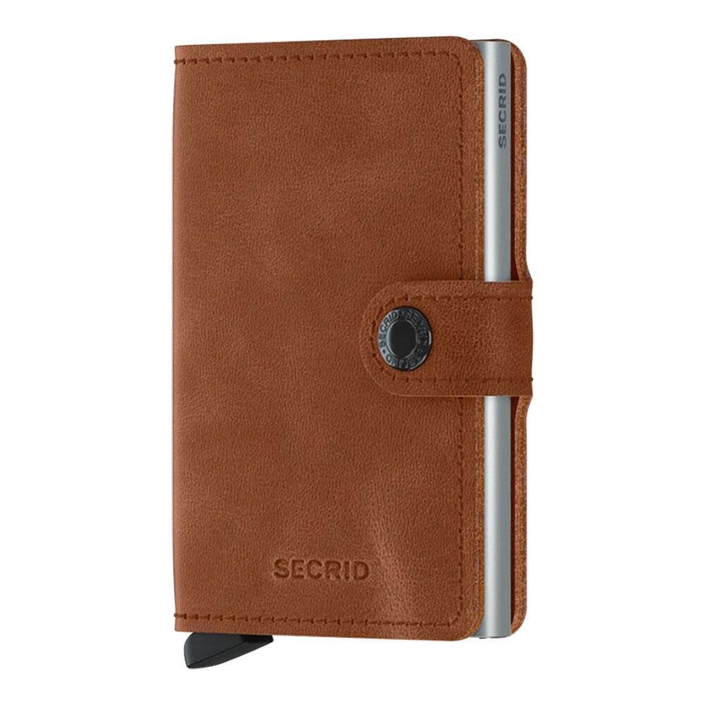 Портфейл SECRID - Mini Vintage Cognac-Silver, естествена кожа, с RFID защита