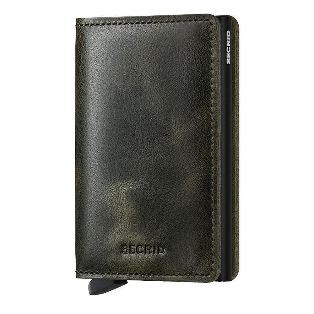 Портфейл SECRID - Slim Vintage Olive-Black, с RFID защита
