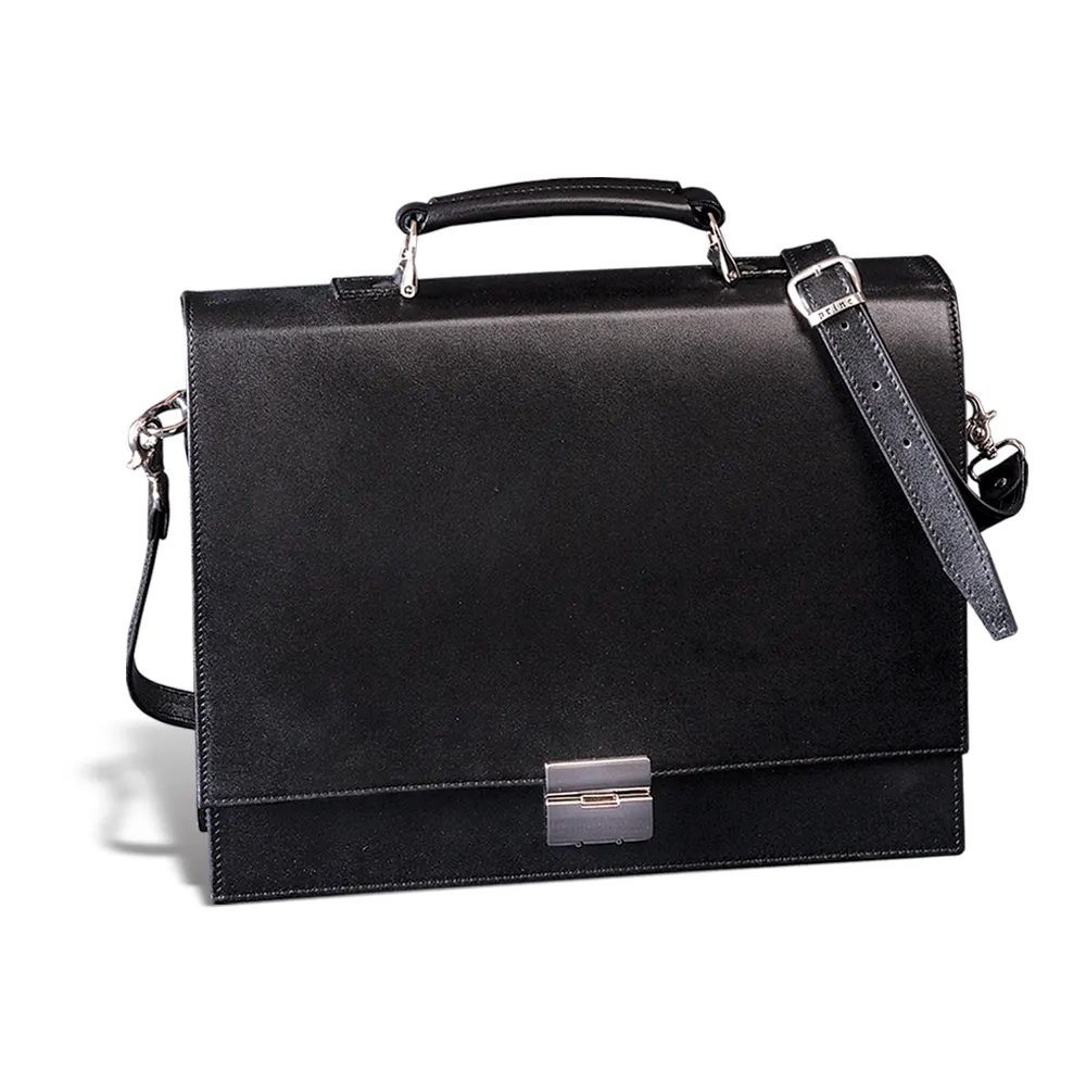 Кожена чанта за документи Princ Leather, черна