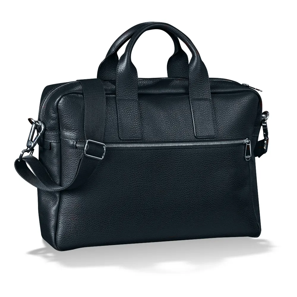 Кожена чанта за лаптоп Princ Leather - Dollaro, черна - 3