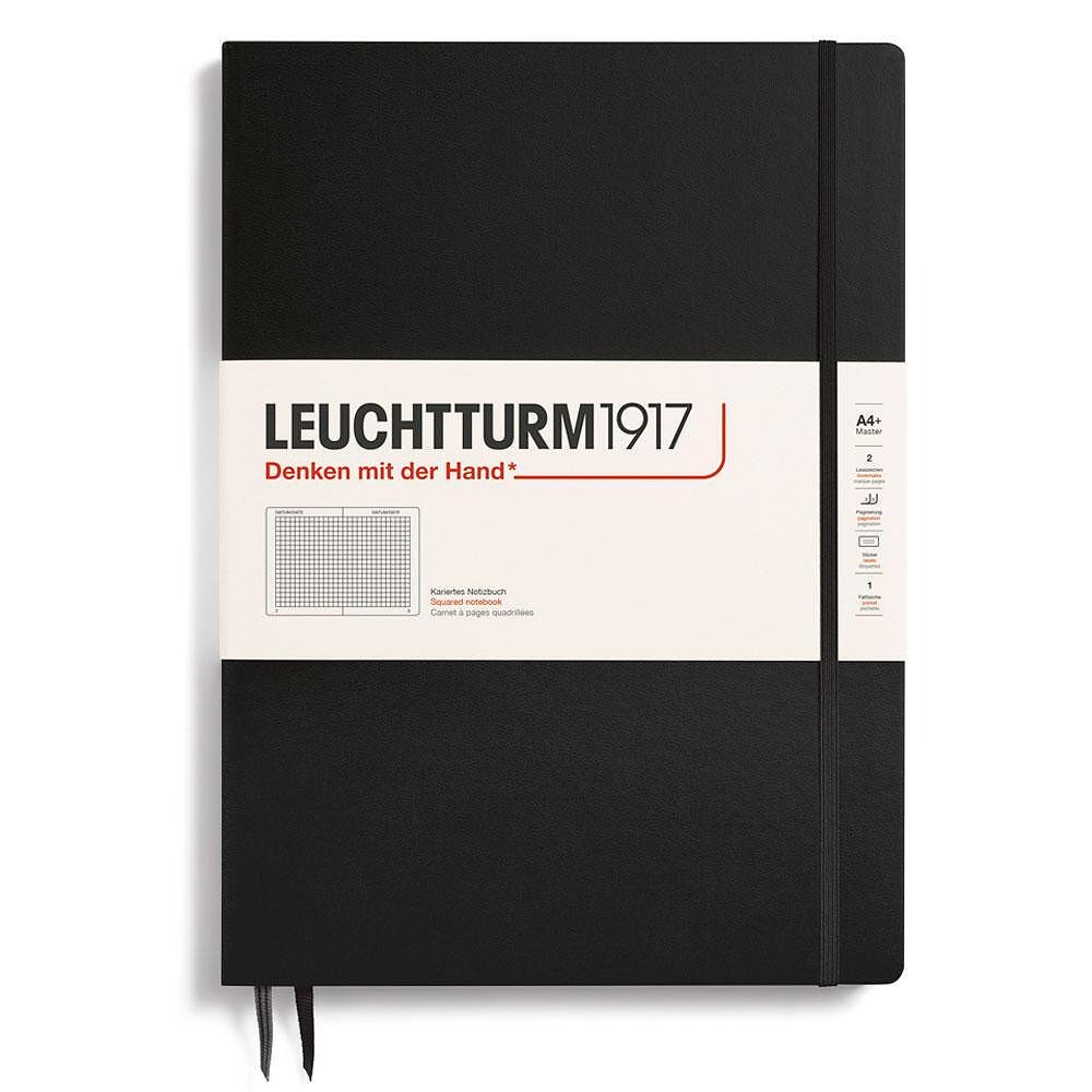 Тефтер А4+ Leuchtturm1917 Notebook Master Slim Black, твърда корица, на квадрати