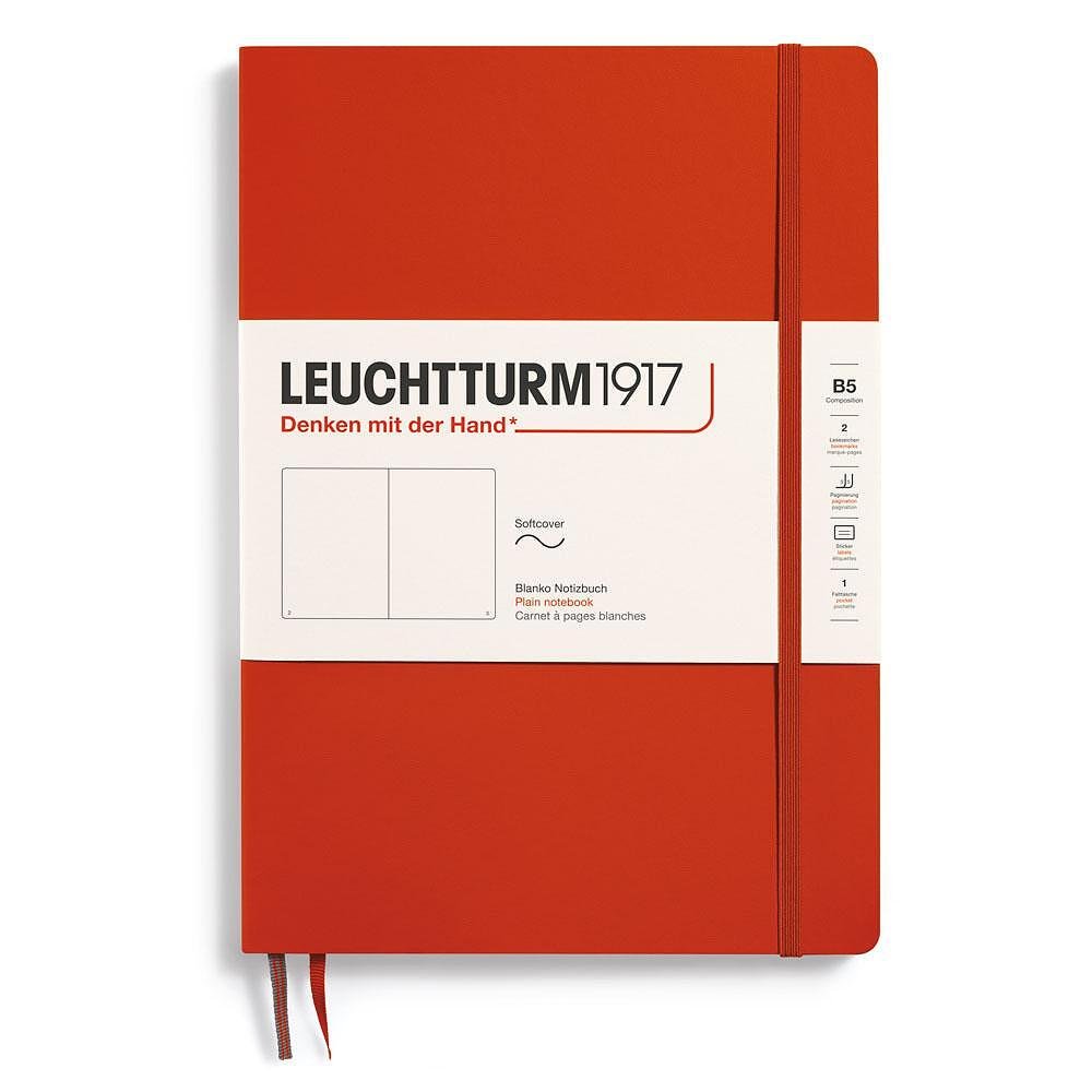 Тефтер B5 Leuchtturm1917 Notebook Composition Fox Red, мека корица, чисто бели
