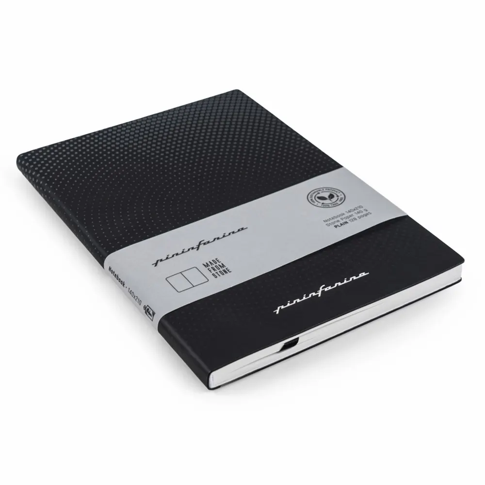Тефтер Pininfarina - Stone Paper, каменна хартия, твърда корица, нелиниран, черен - 2