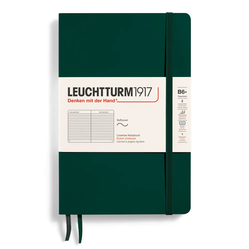 Тефтер B6+ Leuchtturm1917 Notebook Paperback Forest Green, меки корици, на редове