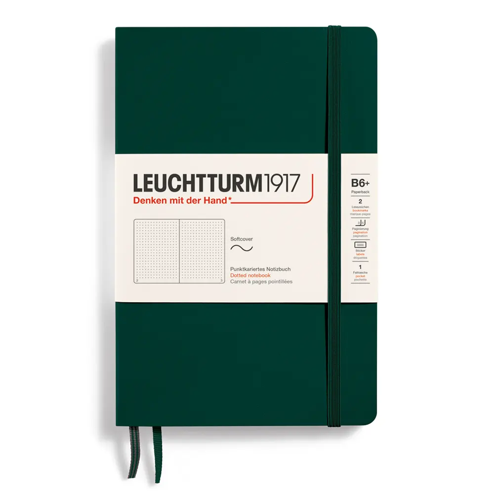 Тефтер B6+ Leuchtturm1917 Notebook Paperback Forest Green, меки корици, на точки