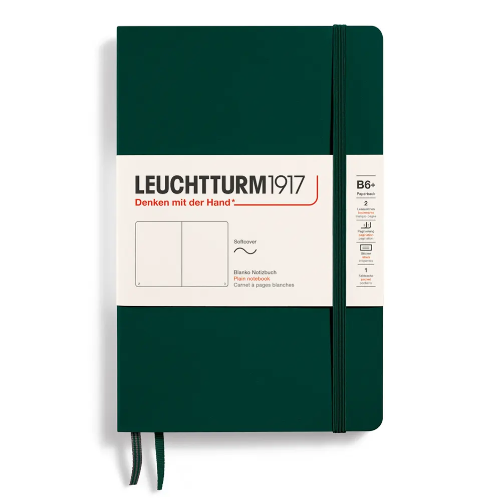 Тефтер B6+ Leuchtturm1917 Notebook Paperback Forest Green, меки корици, бели страници