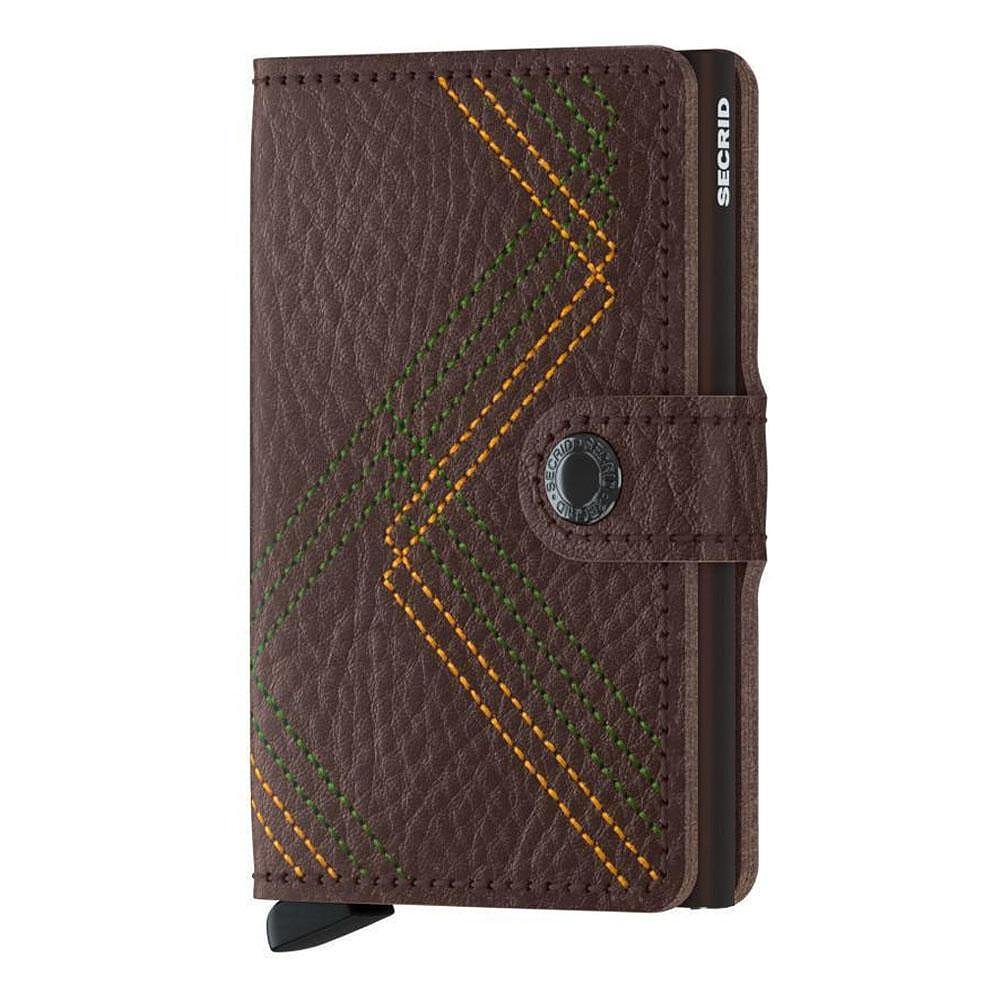 Портфейл SECRID - Mini Stitch Linea Espresso, с RFID защита