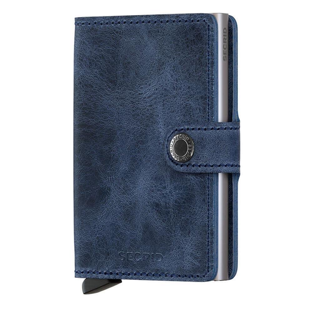 Портфейл SECRID - Mini Vintage Blue, естествена кожа, с RFID защита
